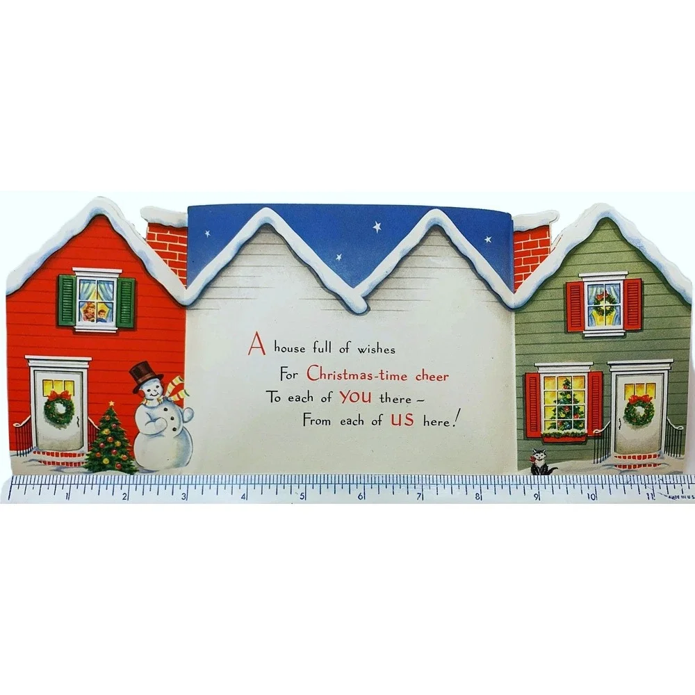 Vintage Season's Greetings Christmas Holiday Card Lot of 4-Unused-USA 1940s-50s